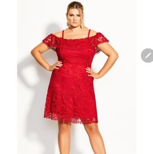 Red city chic dress